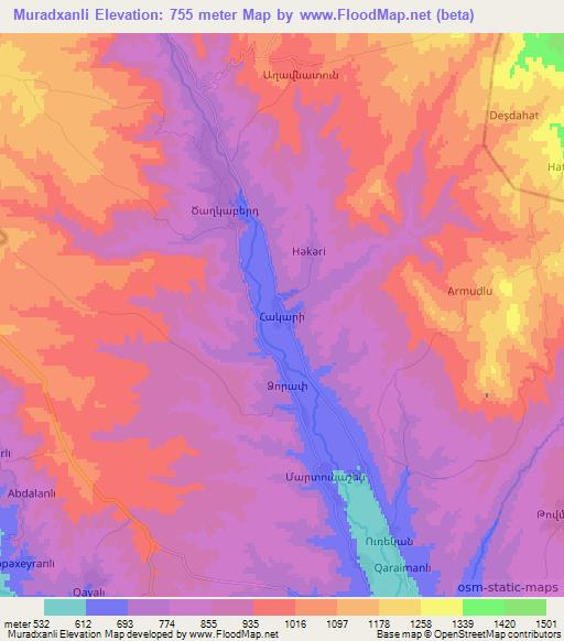 Muradxanli,Azerbaijan Elevation Map