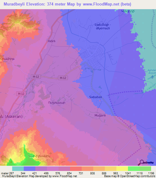 Muradbeyli,Azerbaijan Elevation Map