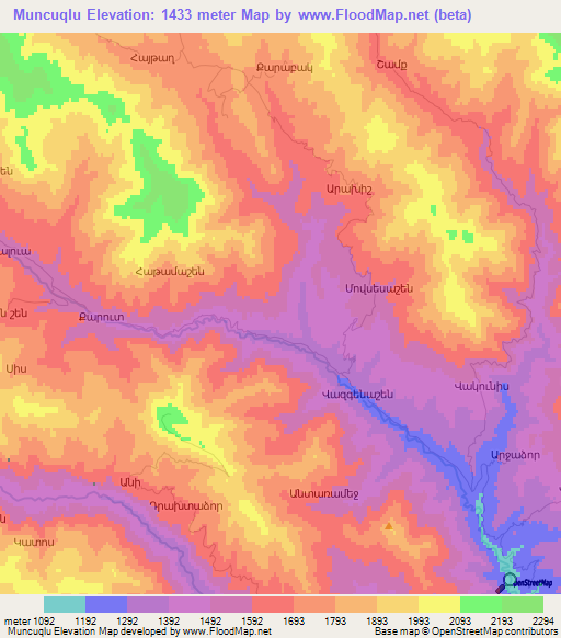 Muncuqlu,Azerbaijan Elevation Map