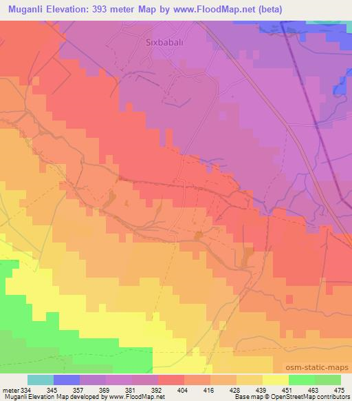Muganli,Azerbaijan Elevation Map