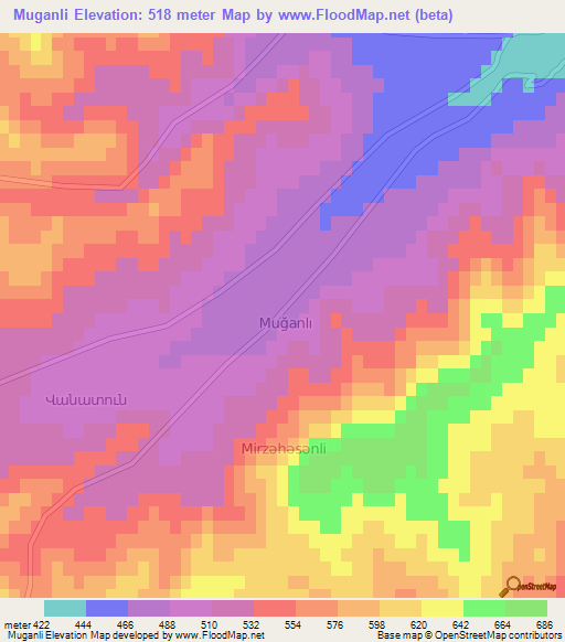 Muganli,Azerbaijan Elevation Map