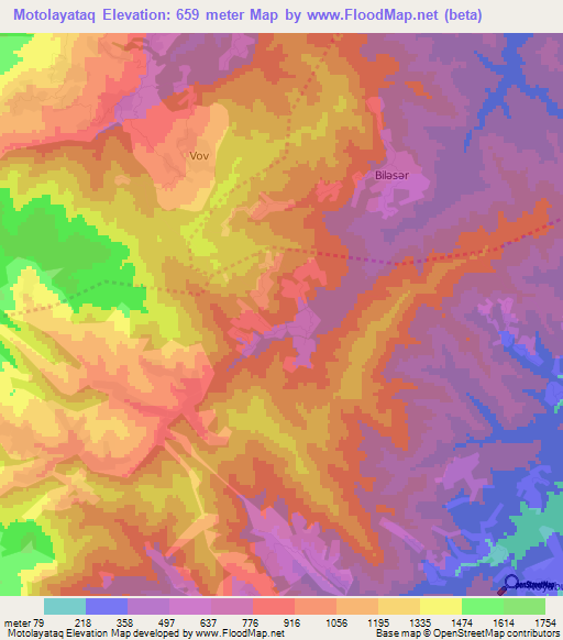 Motolayataq,Azerbaijan Elevation Map