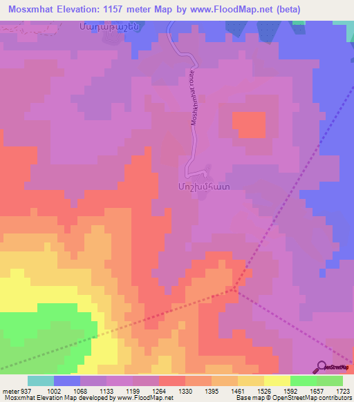 Mosxmhat,Azerbaijan Elevation Map