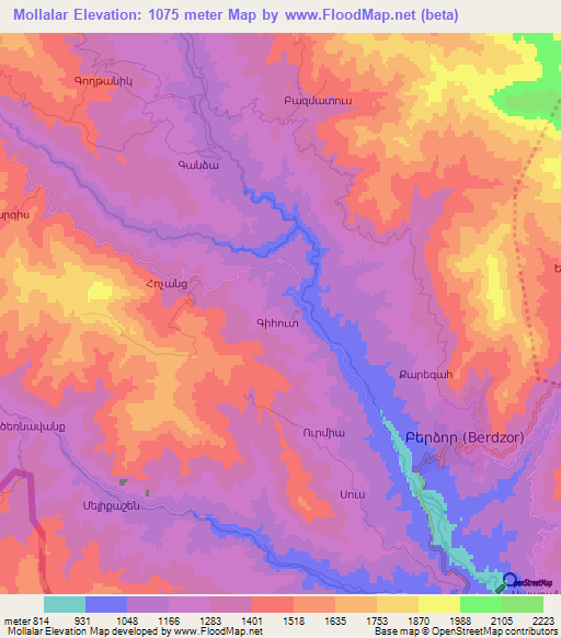 Mollalar,Azerbaijan Elevation Map