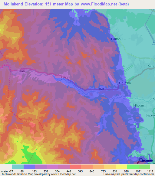 Mollakend,Azerbaijan Elevation Map