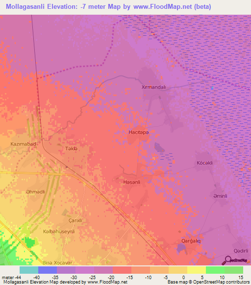 Mollagasanli,Azerbaijan Elevation Map