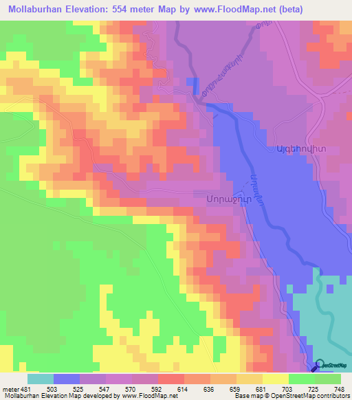 Mollaburhan,Azerbaijan Elevation Map