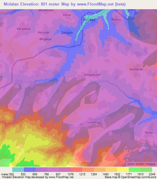 Molalan,Azerbaijan Elevation Map