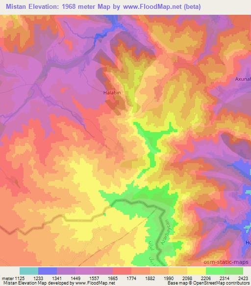 Mistan,Azerbaijan Elevation Map
