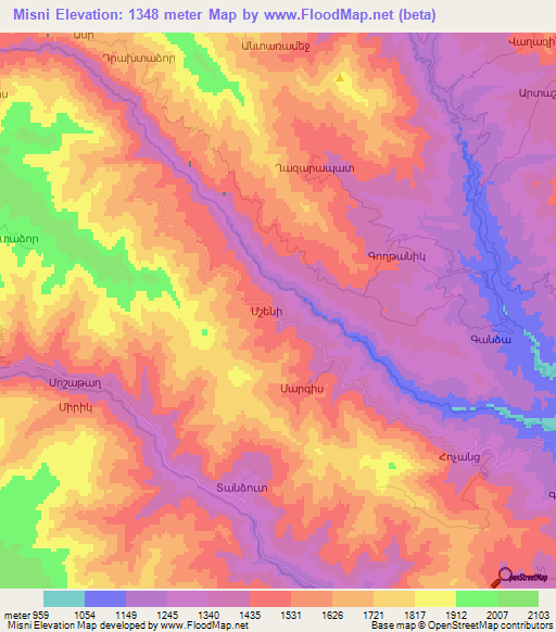 Misni,Azerbaijan Elevation Map