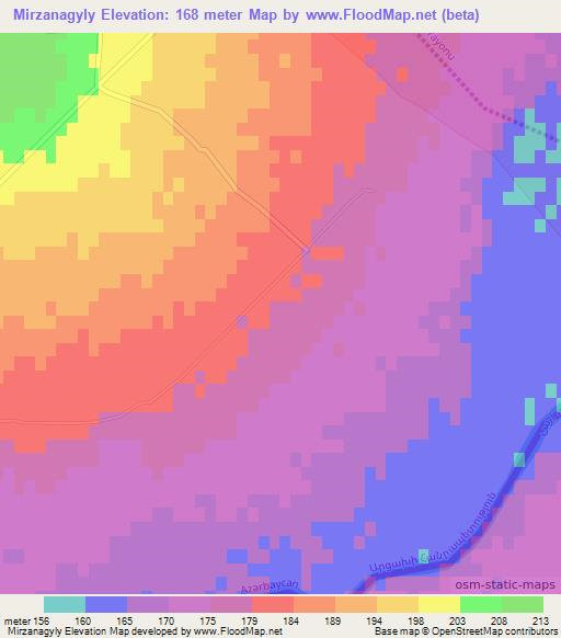 Mirzanagyly,Azerbaijan Elevation Map