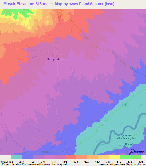 Miryak,Azerbaijan Elevation Map