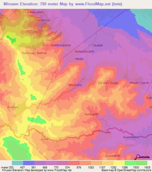 Mirusen,Azerbaijan Elevation Map