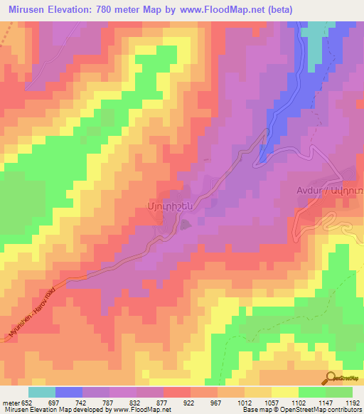 Mirusen,Azerbaijan Elevation Map