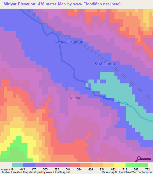 Mirlyar,Azerbaijan Elevation Map