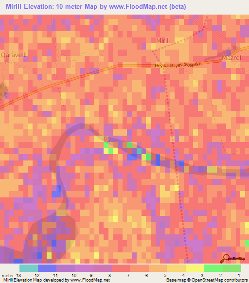 Mirili,Azerbaijan Elevation Map