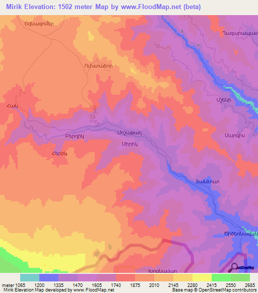 Mirik,Azerbaijan Elevation Map