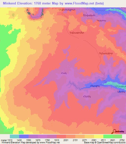 Minkend,Azerbaijan Elevation Map