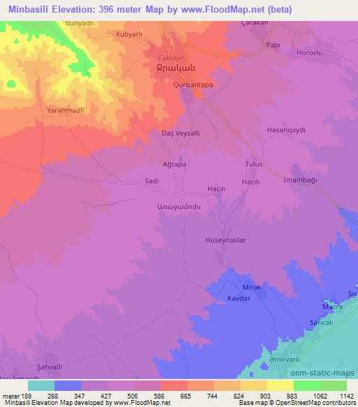 Minbasili,Azerbaijan Elevation Map