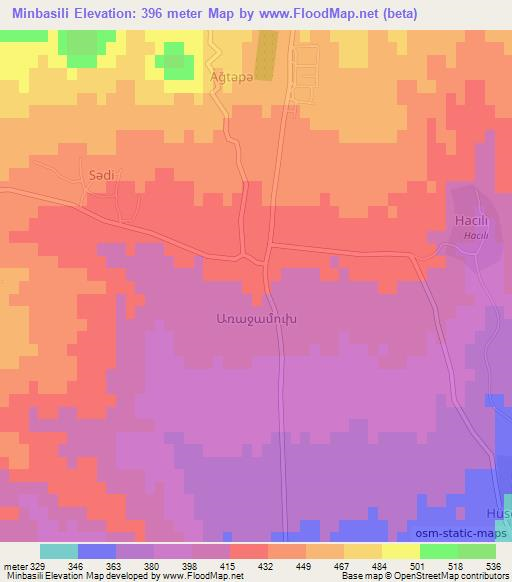 Minbasili,Azerbaijan Elevation Map