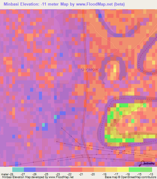 Minbasi,Azerbaijan Elevation Map