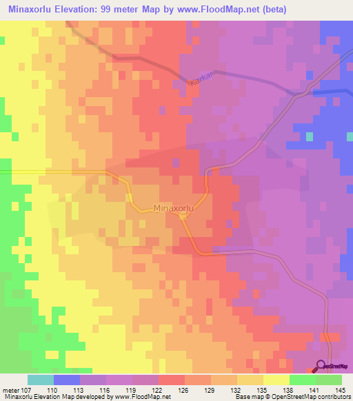 Minaxorlu,Azerbaijan Elevation Map