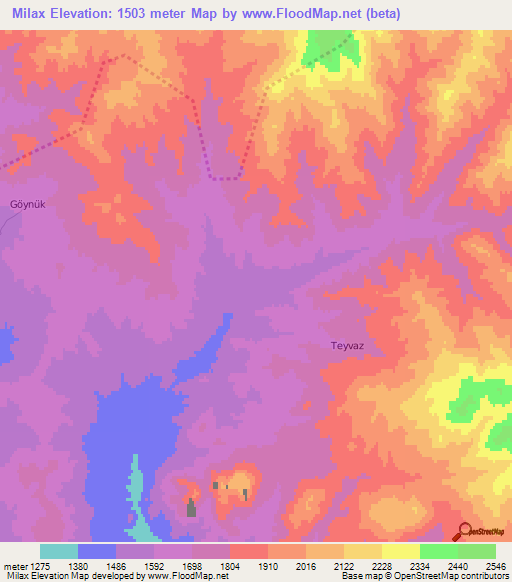 Milax,Azerbaijan Elevation Map