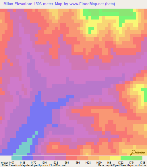 Milax,Azerbaijan Elevation Map