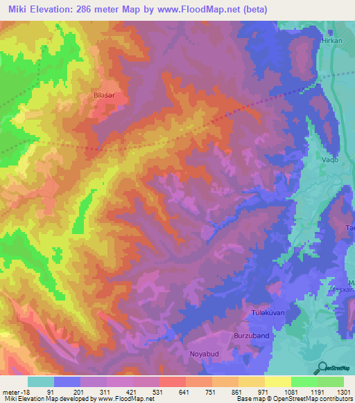 Miki,Azerbaijan Elevation Map