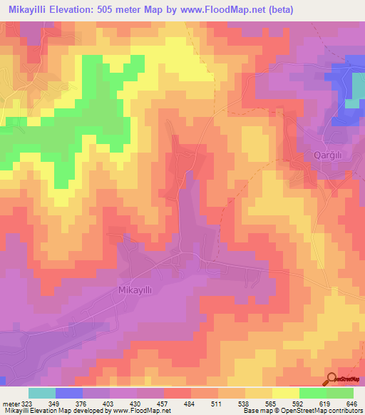 Mikayilli,Azerbaijan Elevation Map