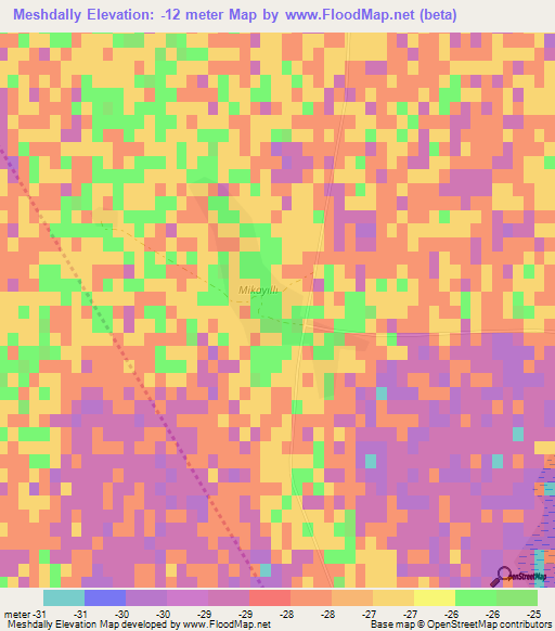 Meshdally,Azerbaijan Elevation Map