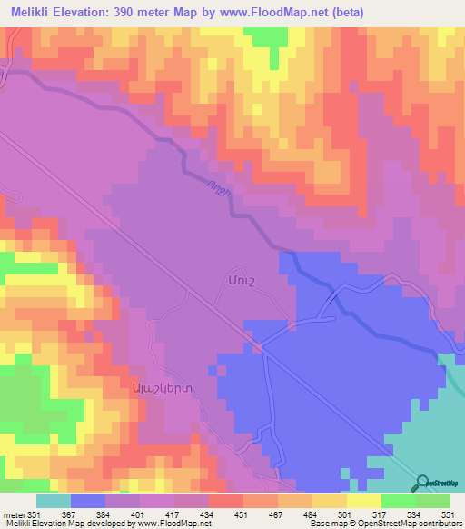 Melikli,Azerbaijan Elevation Map