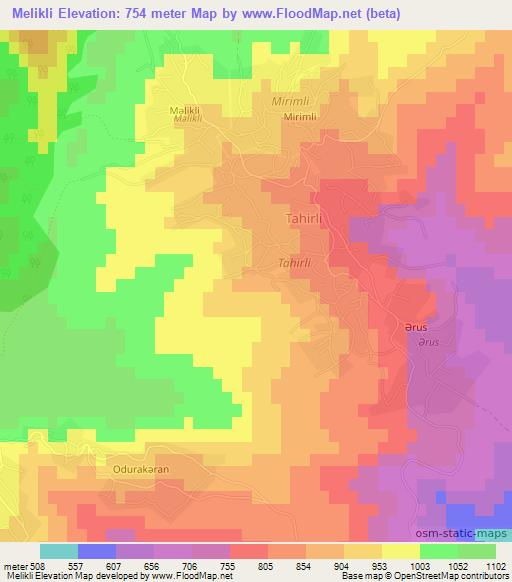 Melikli,Azerbaijan Elevation Map