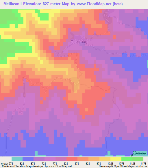 Melikcanli,Azerbaijan Elevation Map