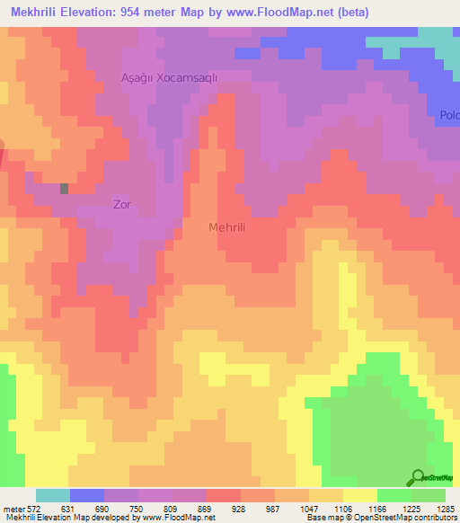 Mekhrili,Azerbaijan Elevation Map