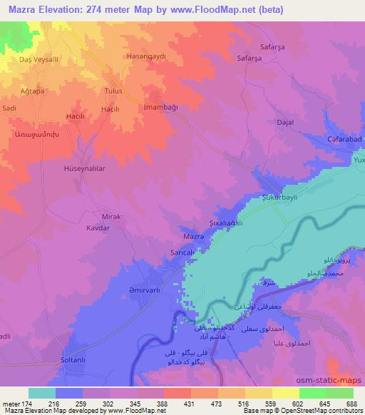 Mazra,Azerbaijan Elevation Map