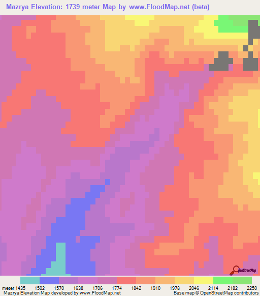 Mazrya,Azerbaijan Elevation Map