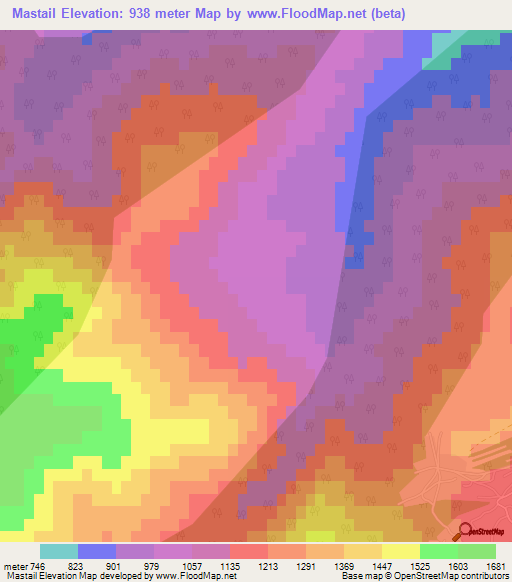 Mastail,Azerbaijan Elevation Map