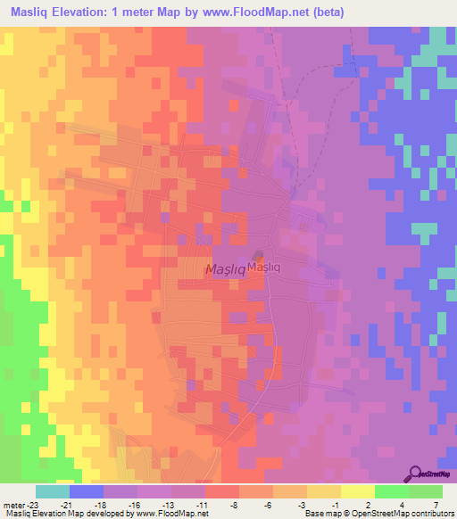 Masliq,Azerbaijan Elevation Map