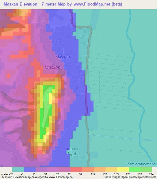 Masxan,Azerbaijan Elevation Map