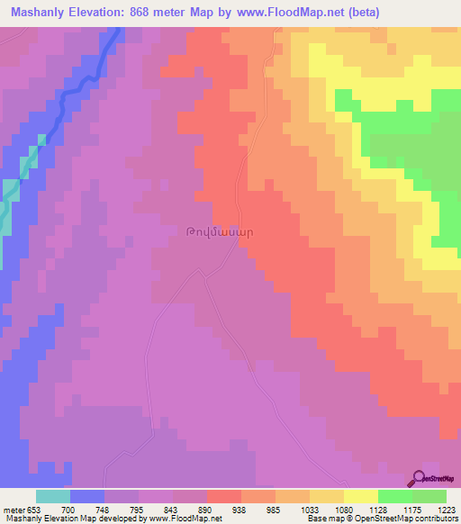 Mashanly,Azerbaijan Elevation Map