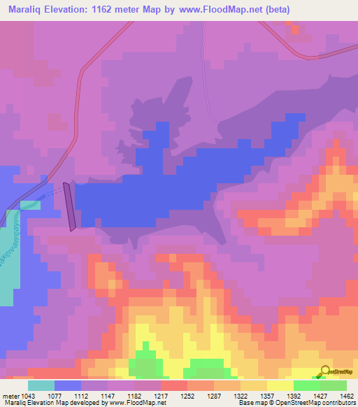 Maraliq,Azerbaijan Elevation Map