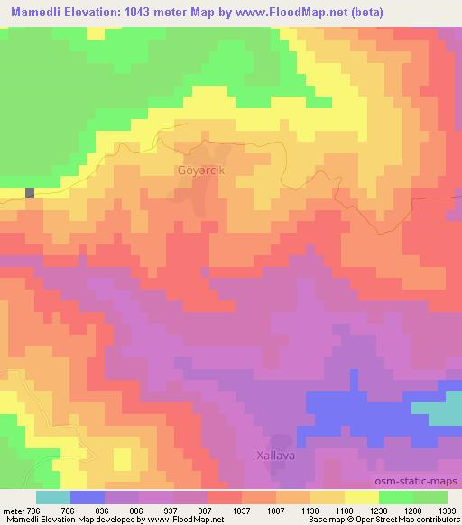 Mamedli,Azerbaijan Elevation Map