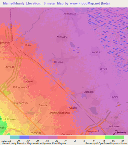 Mamedkhanly,Azerbaijan Elevation Map