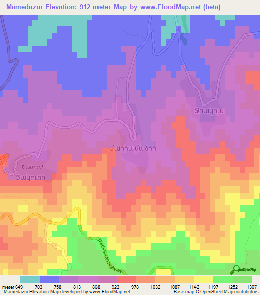 Mamedazur,Azerbaijan Elevation Map