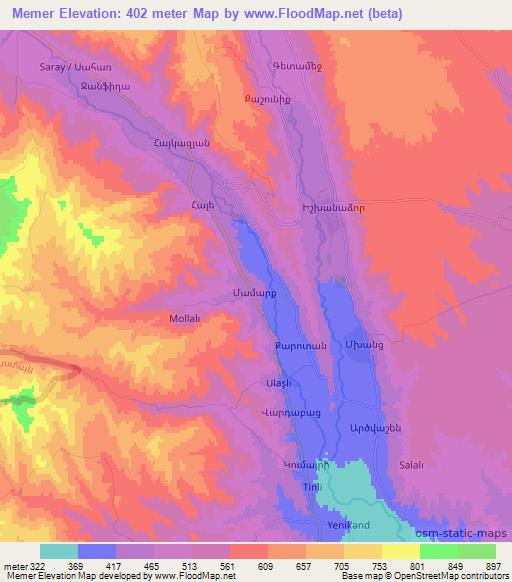 Memer,Azerbaijan Elevation Map