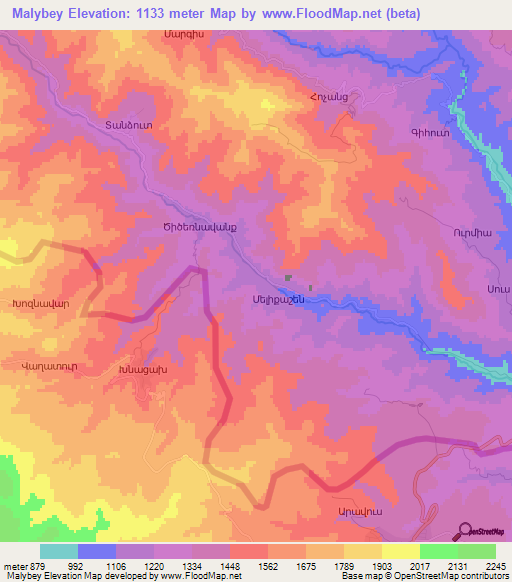 Malybey,Azerbaijan Elevation Map