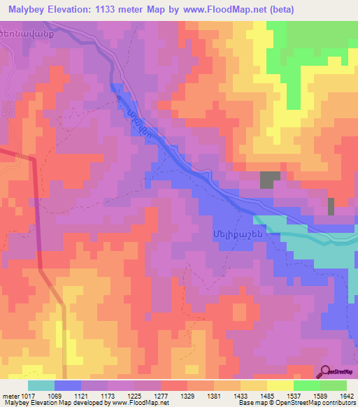 Malybey,Azerbaijan Elevation Map