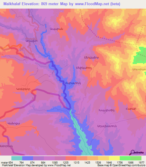 Malkhalaf,Azerbaijan Elevation Map