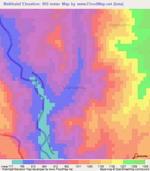 Malkhalaf,Azerbaijan Elevation Map